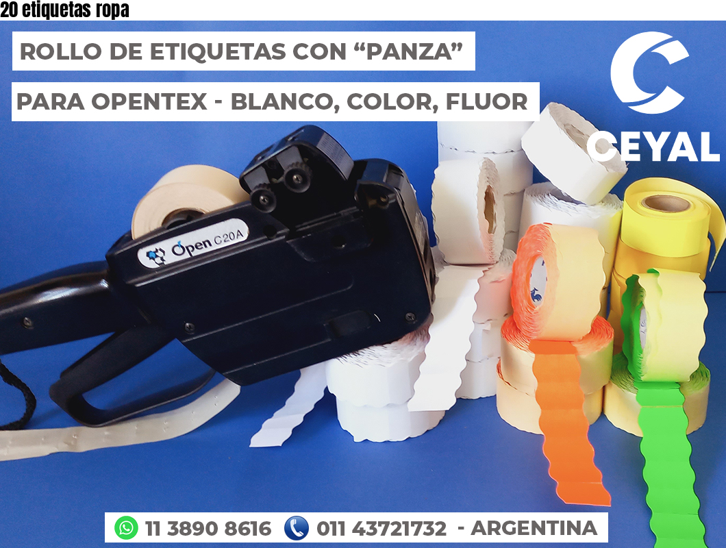 20 etiquetas ropa