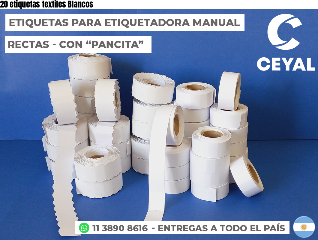 20 etiquetas textiles Blancos
