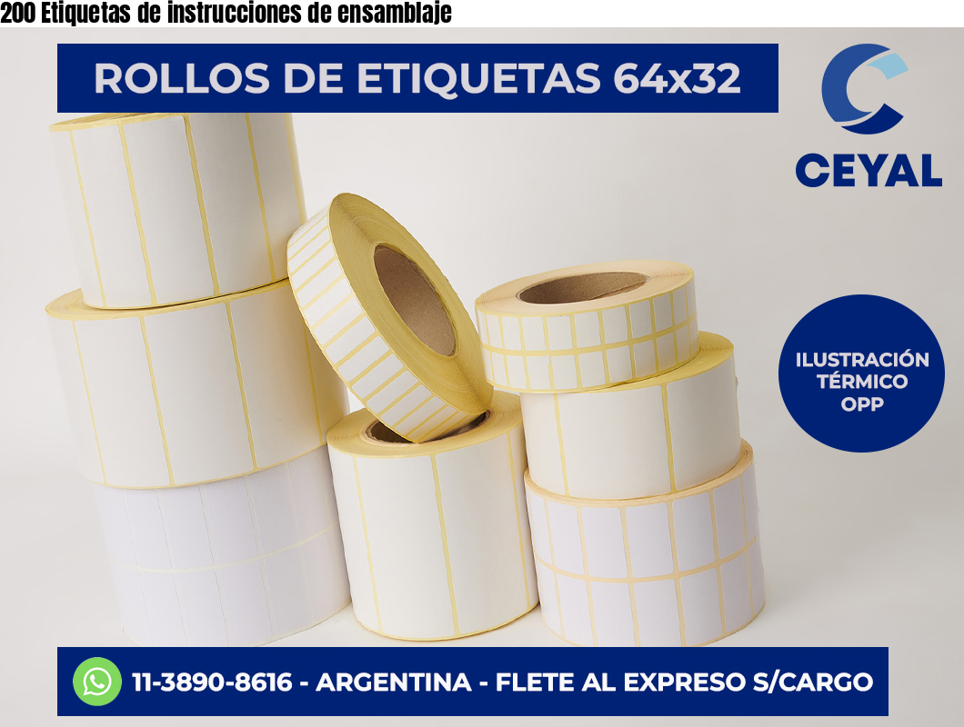 200 Etiquetas de instrucciones de ensamblaje