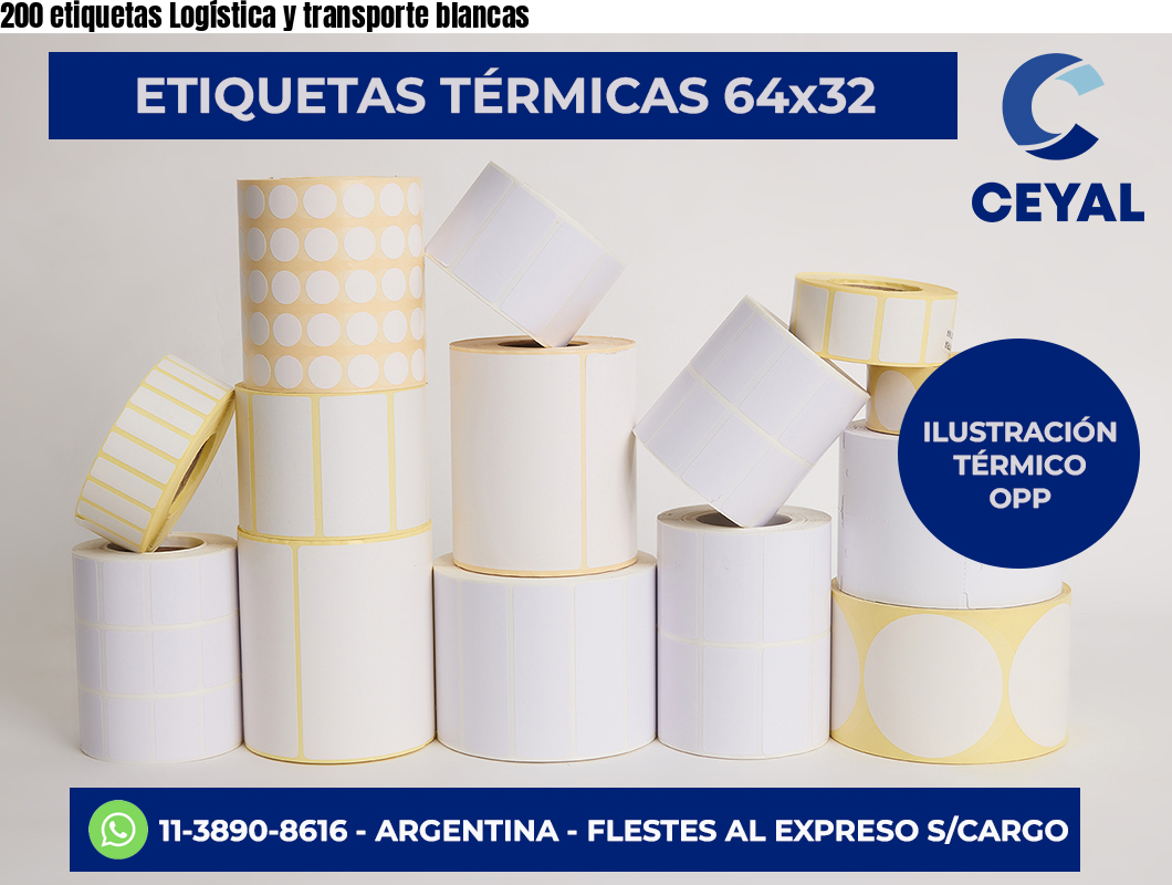 200 etiquetas Logística y transporte blancas