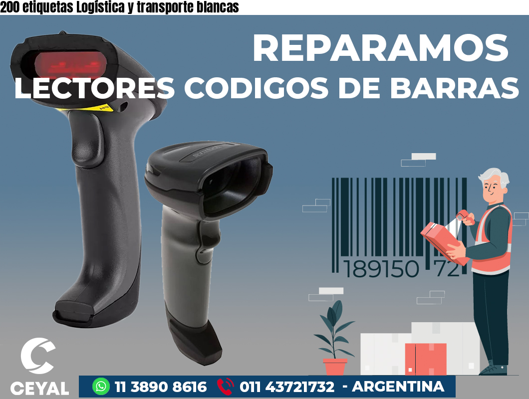 200 etiquetas Logística y transporte blancas