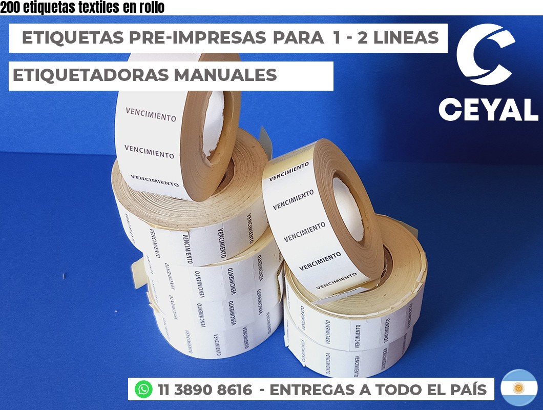 200 etiquetas textiles en rollo