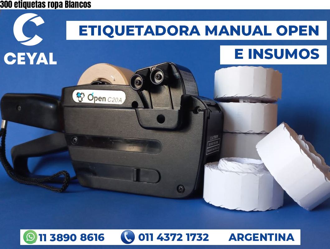300 etiquetas ropa Blancos