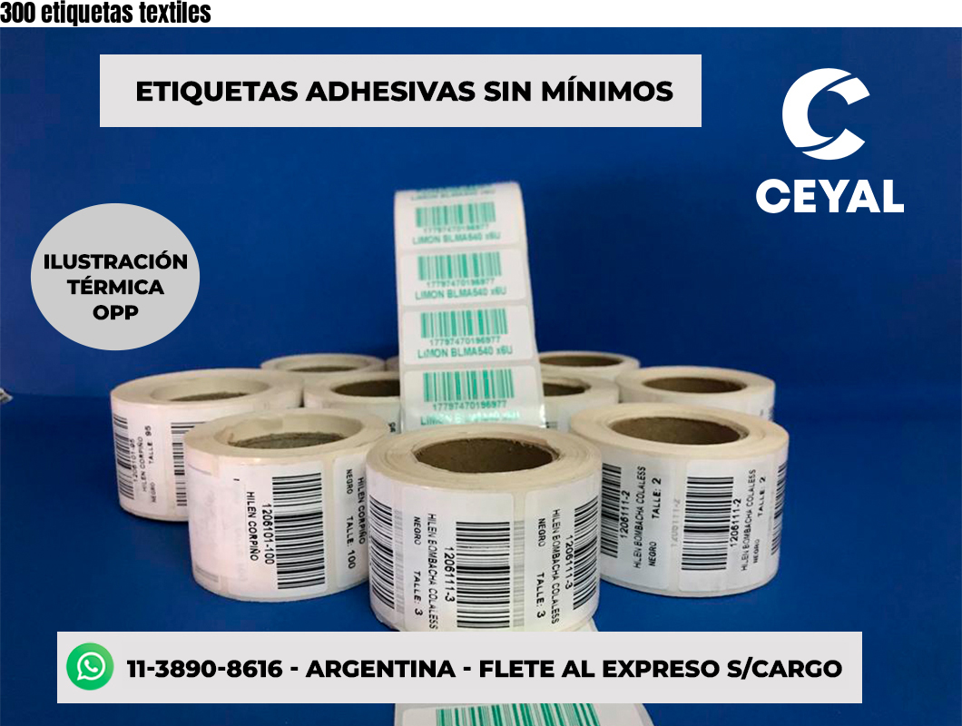 300 etiquetas textiles