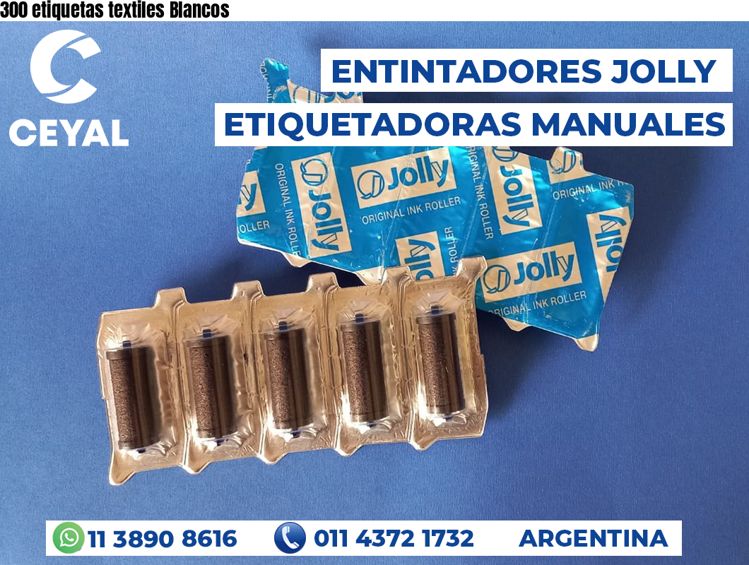 300 etiquetas textiles Blancos