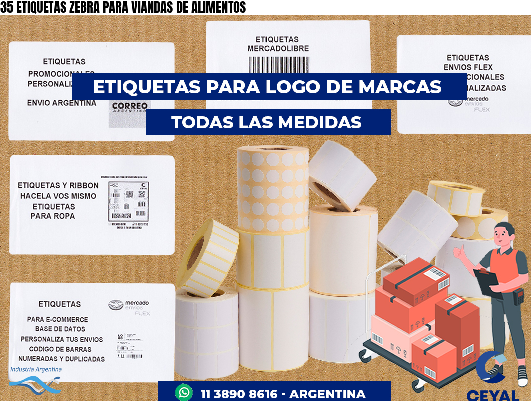 35 ETIQUETAS ZEBRA PARA VIANDAS DE ALIMENTOS