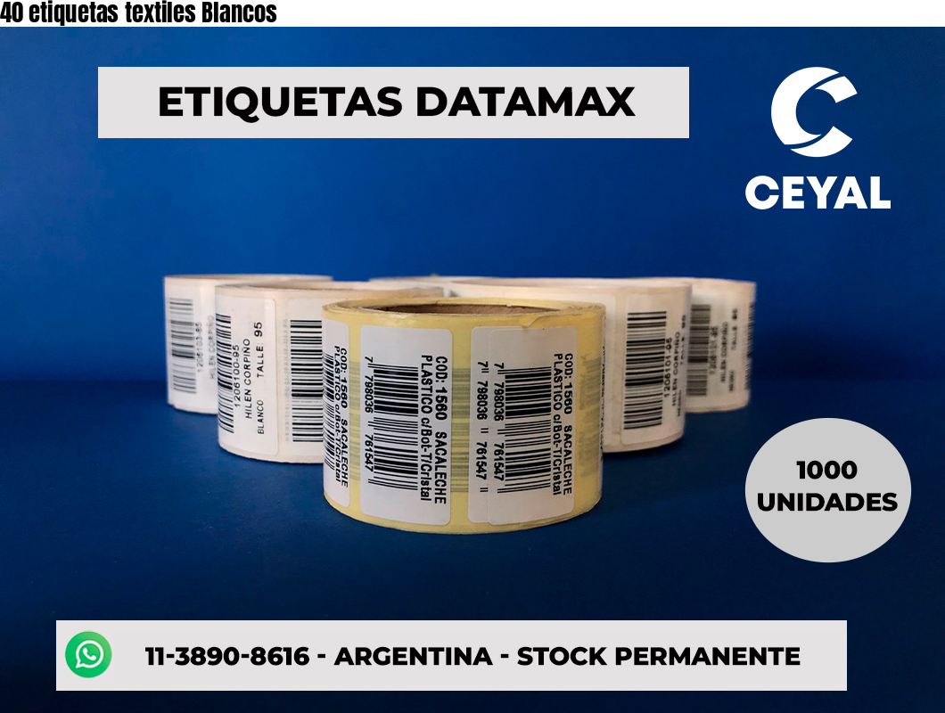 40 etiquetas textiles Blancos