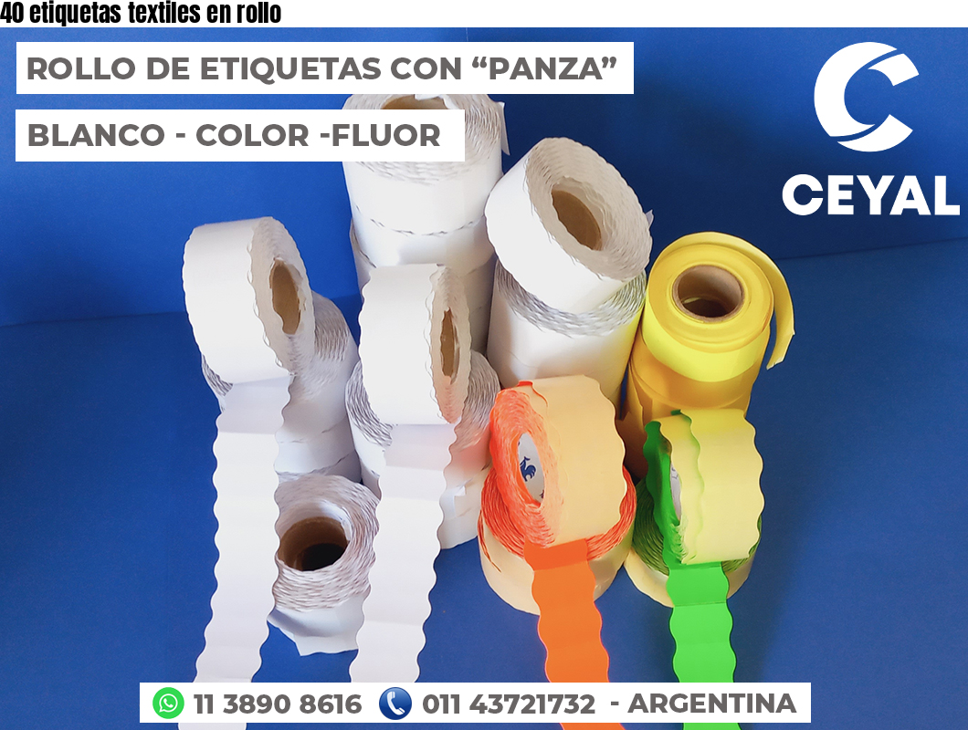 40 etiquetas textiles en rollo