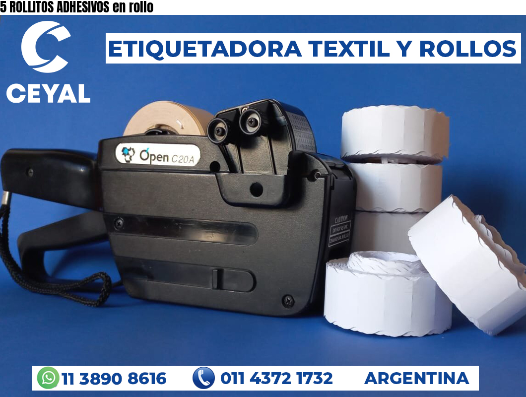 5 ROLLITOS ADHESIVOS en rollo