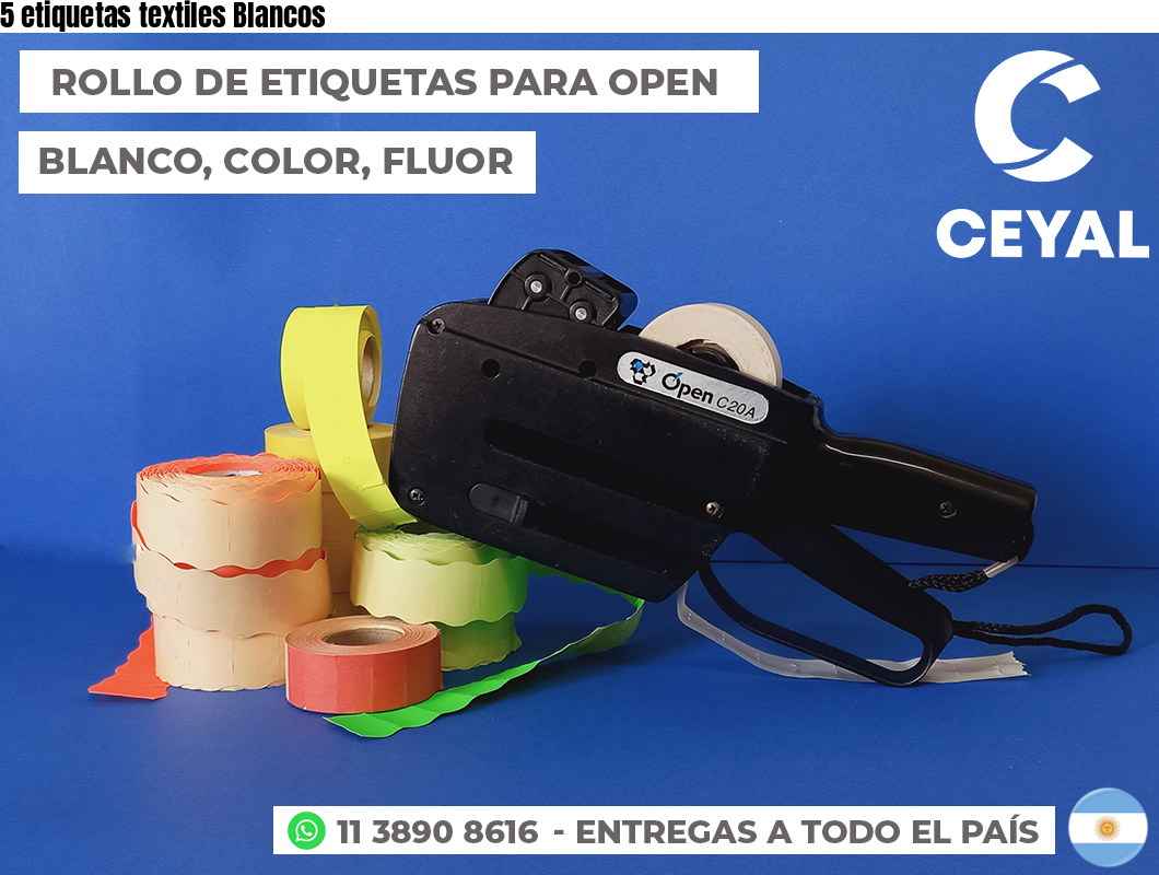 5 etiquetas textiles Blancos