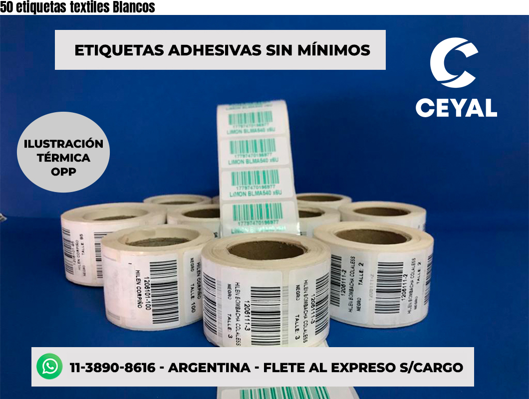 50 etiquetas textiles Blancos