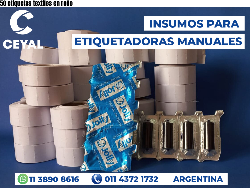 50 etiquetas textiles en rollo
