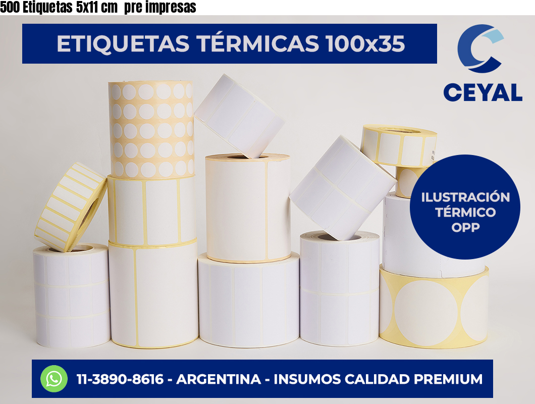 500 Etiquetas 5×11 cm  pre impresas