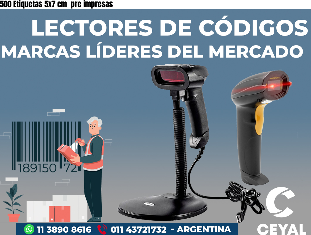 500 Etiquetas 5x7 cm  pre impresas