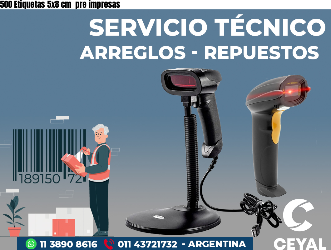 500 Etiquetas 5x8 cm  pre impresas