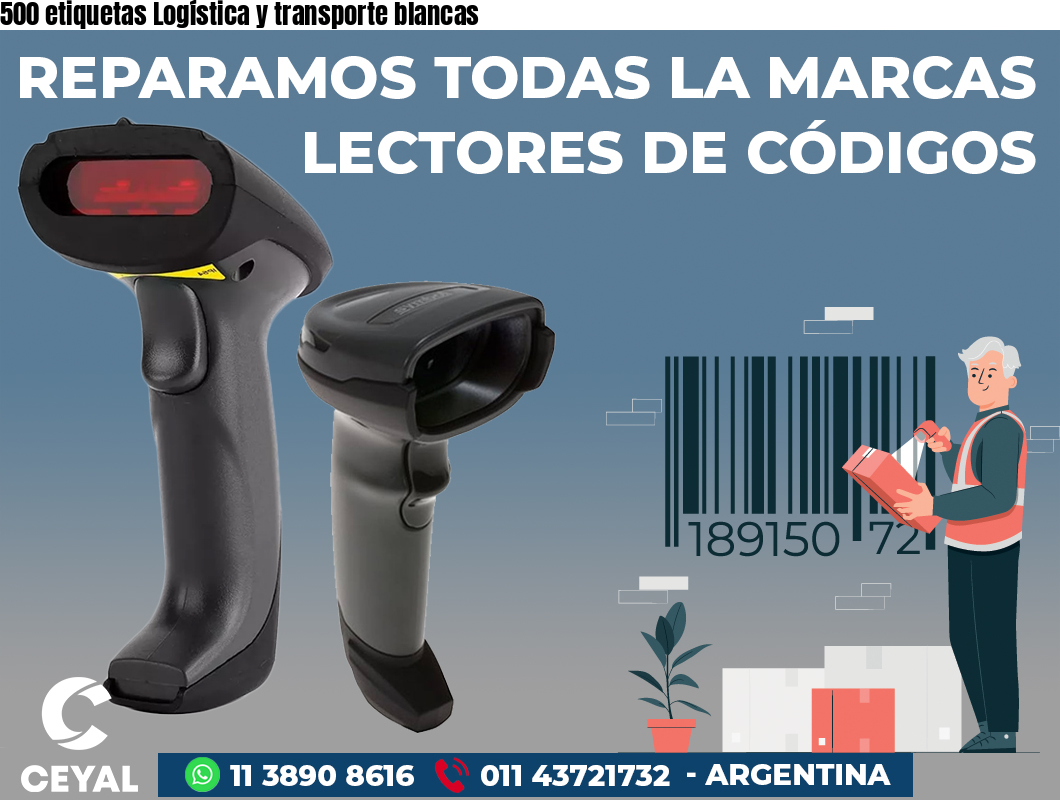 500 etiquetas Logística y transporte blancas