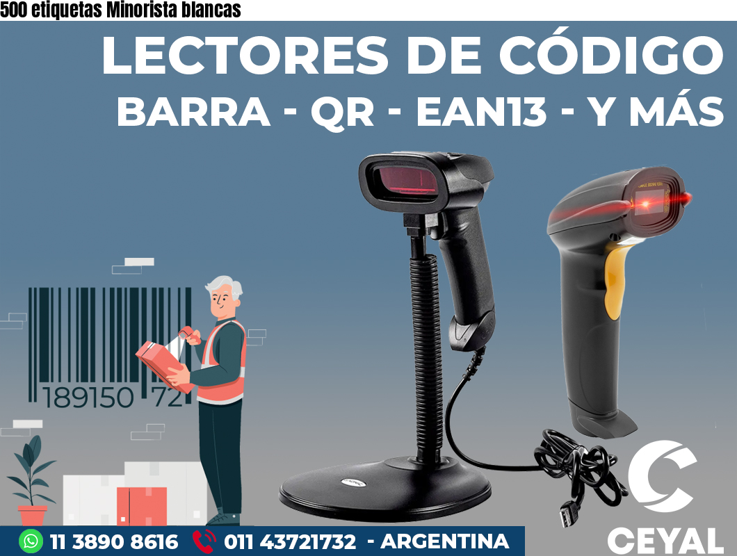 500 etiquetas Minorista blancas