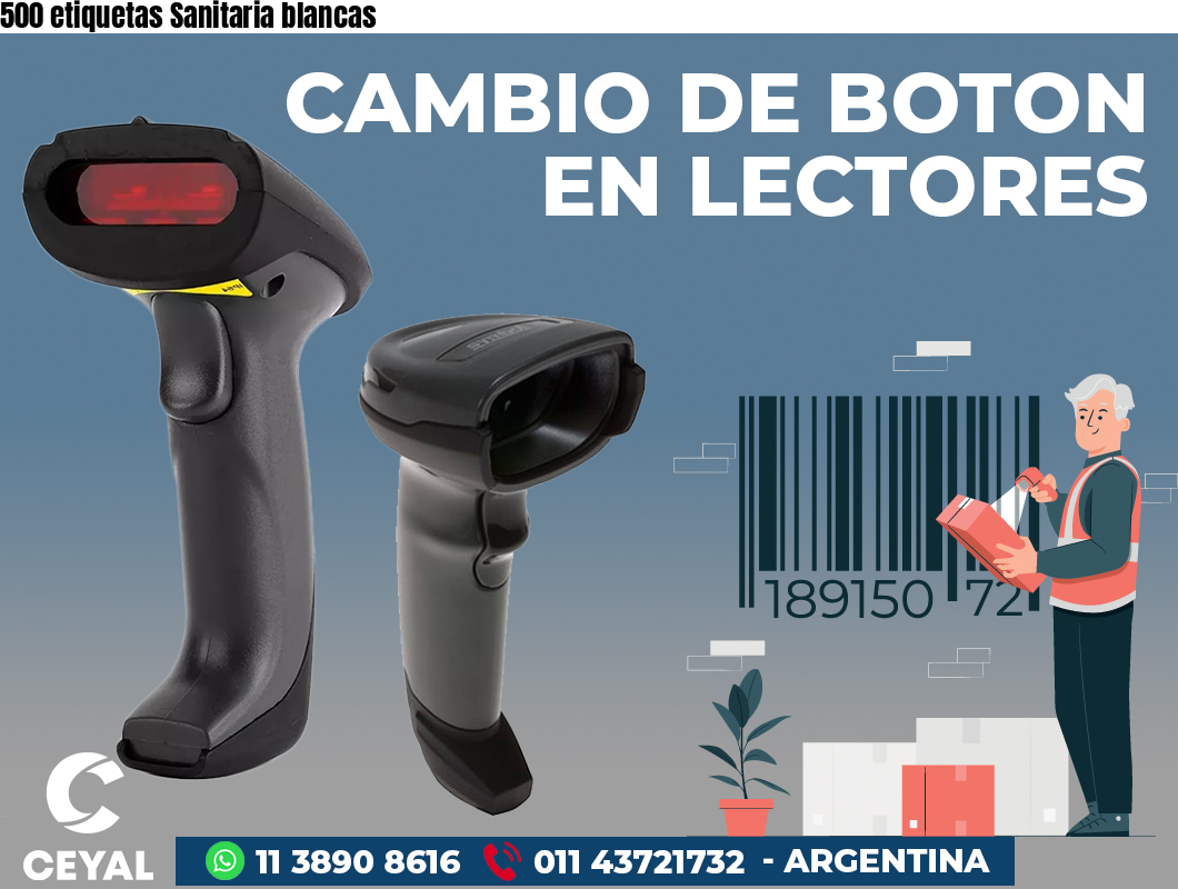 500 etiquetas Sanitaria blancas
