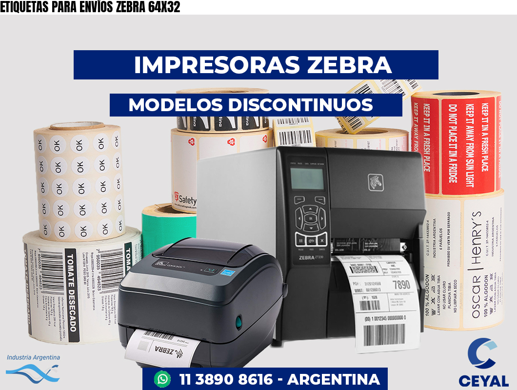 ETIQUETAS PARA ENVÍOS ZEBRA 64X32