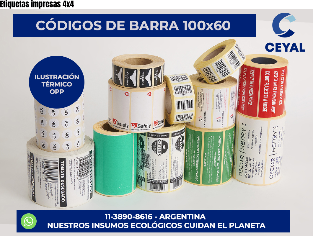 Etiquetas impresas 4×4