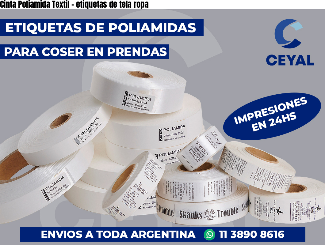 Cinta Poliamida Textil - etiquetas de tela ropa