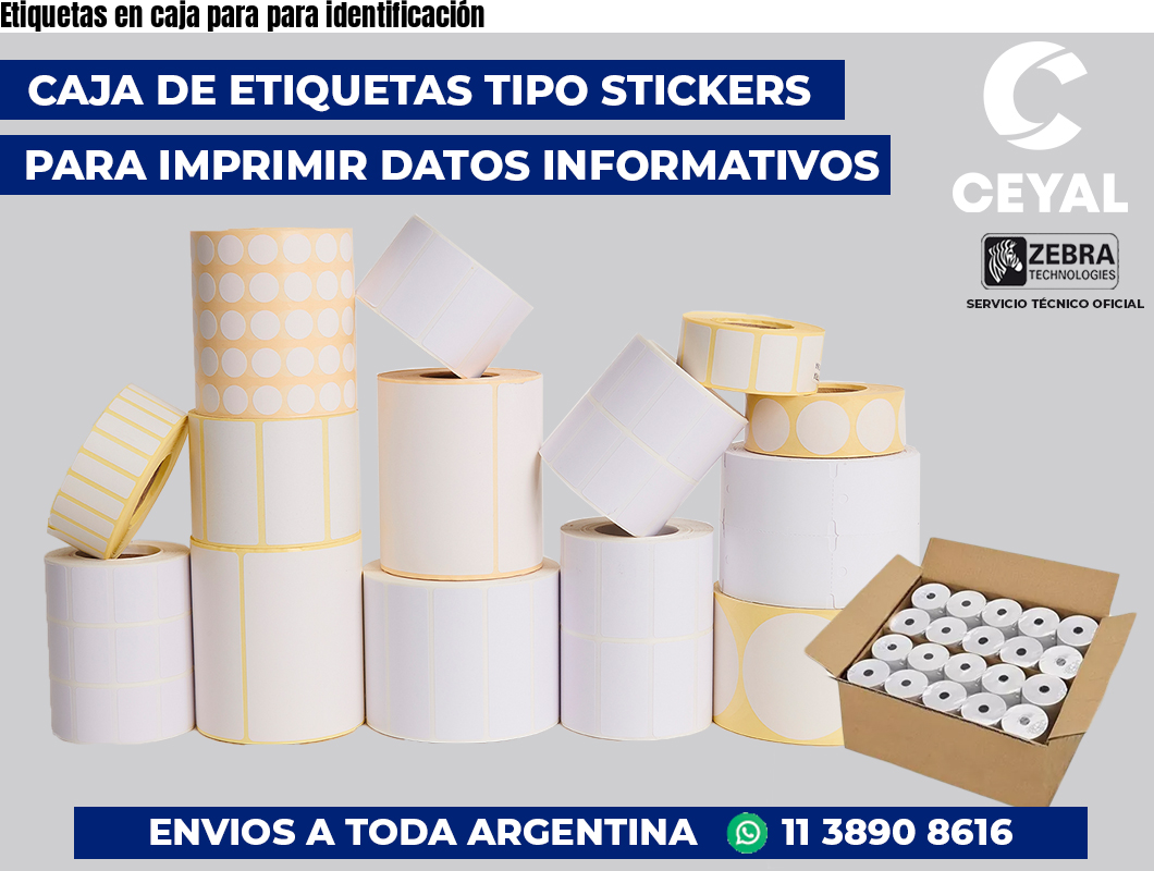 Etiquetas en caja para para identificación