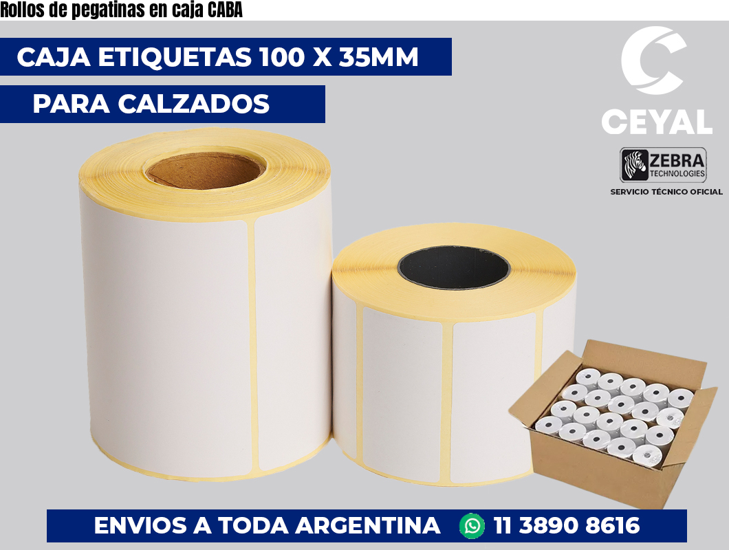 Rollos de pegatinas en caja CABA