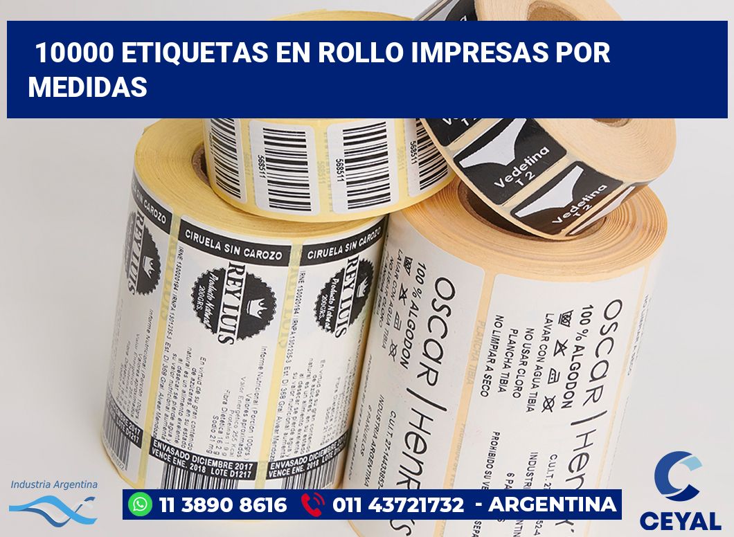 10000 Etiquetas en rollo impresas por medidas