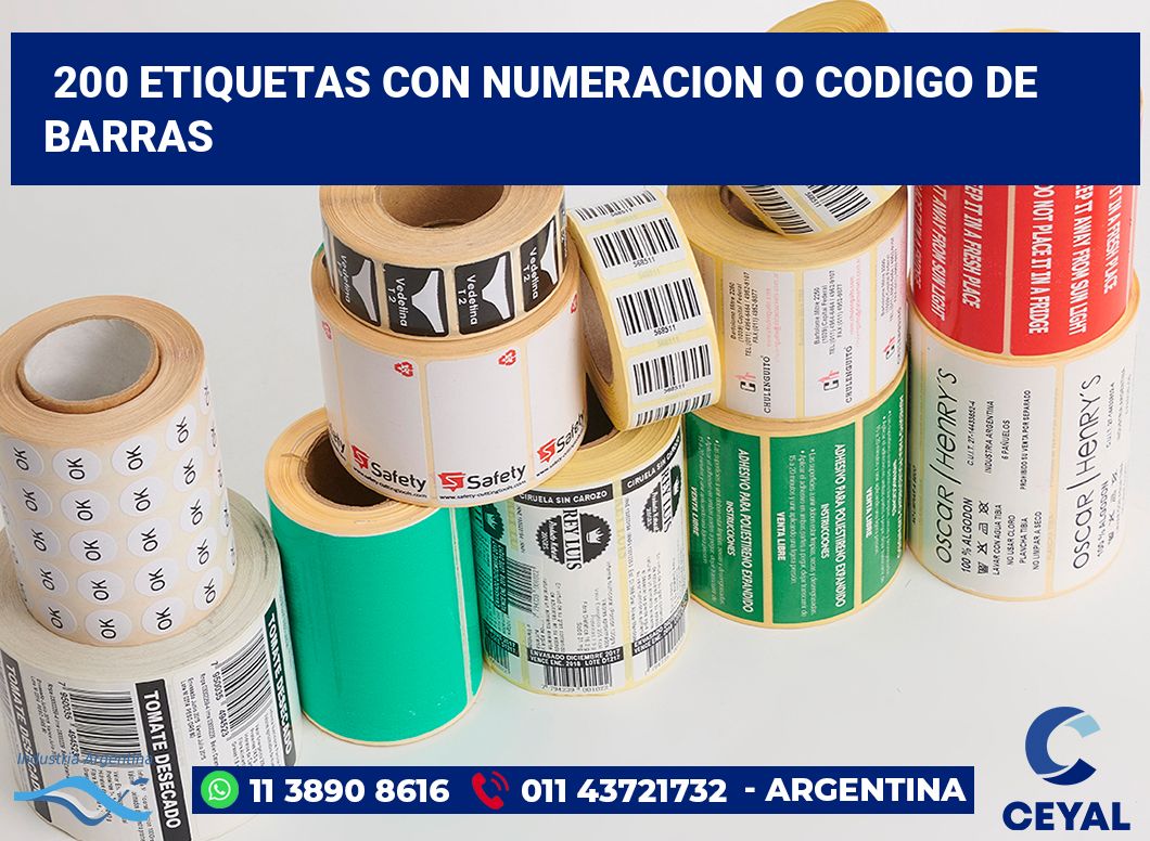 200 Etiquetas con numeracion o codigo de barras
