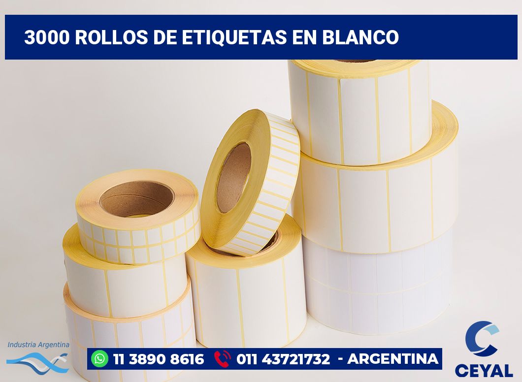 3000 Rollos de etiquetas en blanco