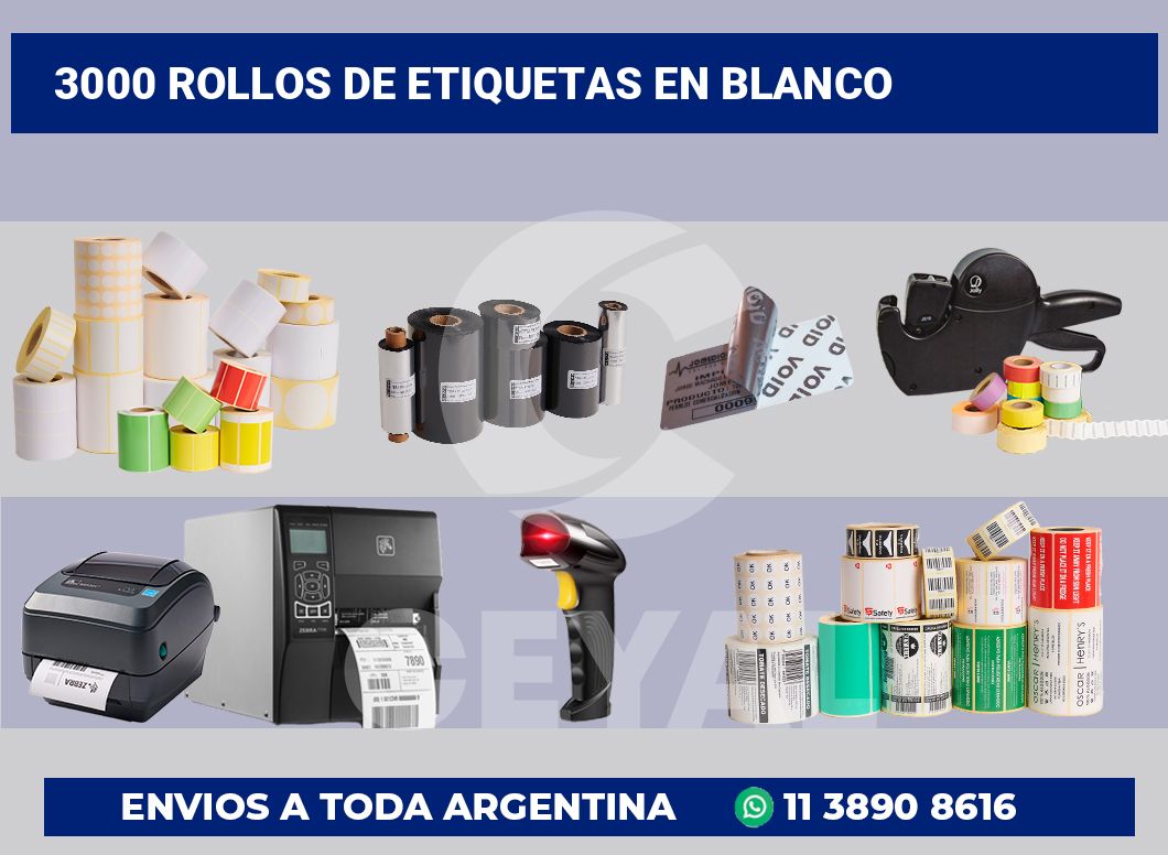 3000 Rollos de etiquetas en blanco