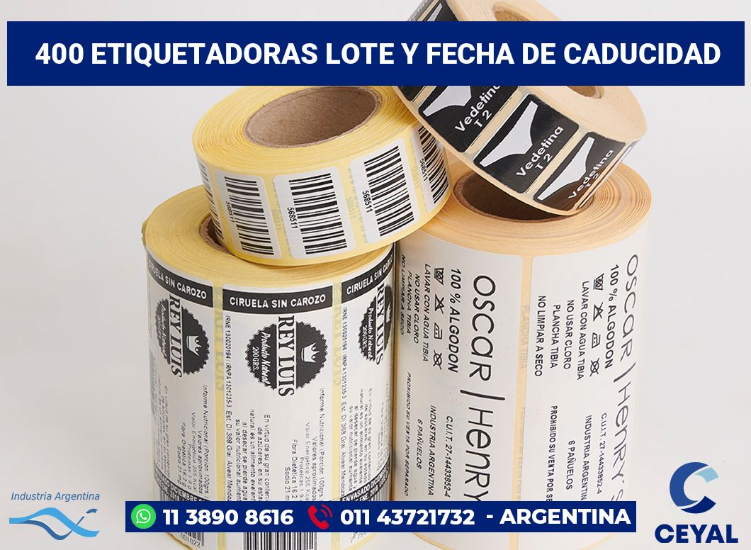 400 Etiquetadoras lote y fecha de caducidad