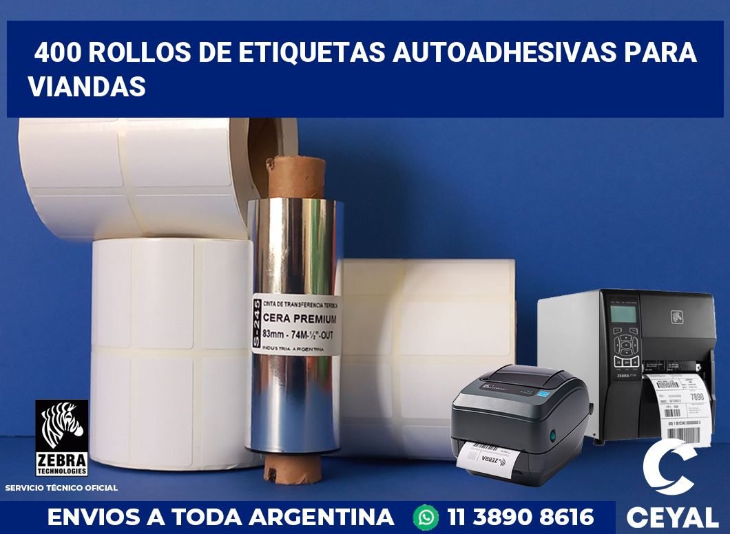 400 Rollos de etiquetas autoadhesivas para viandas