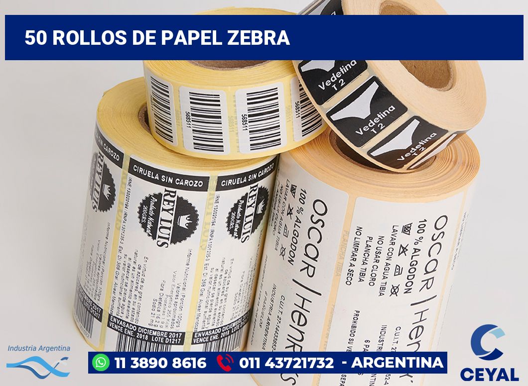 50 Rollos de papel zebra