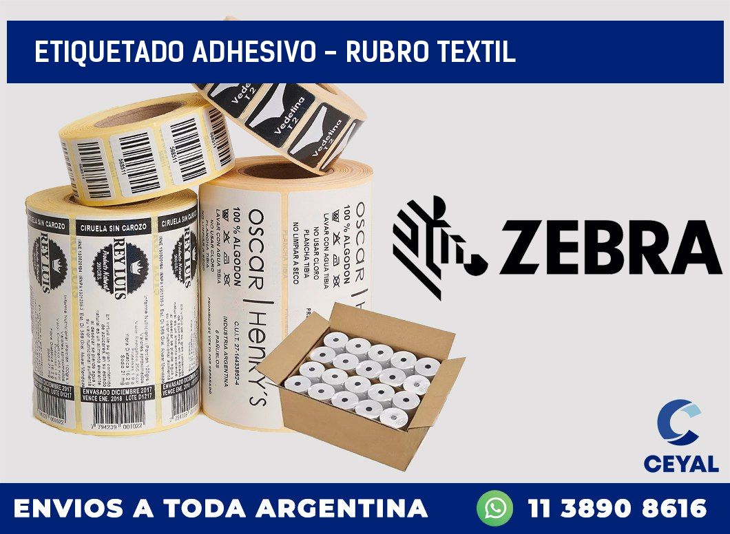 Etiquetado adhesivo - rubro textil
