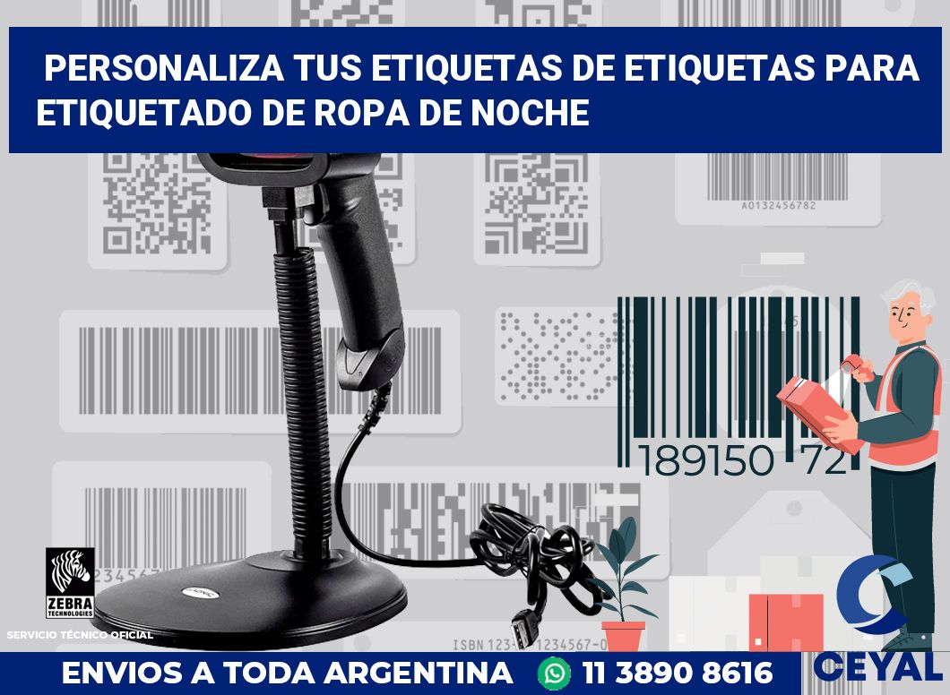Personaliza tus Etiquetas de Etiquetas para Etiquetado de Ropa de Noche