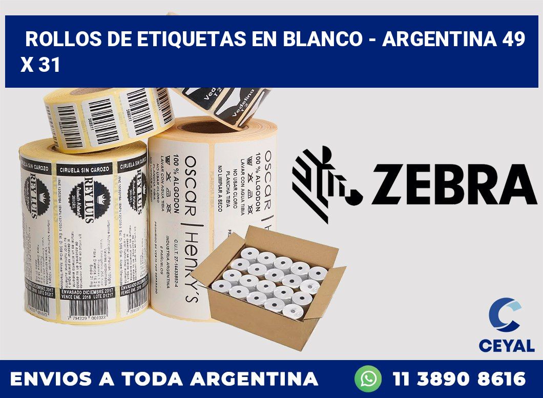 Rollos de etiquetas en blanco – Argentina 49 x 31