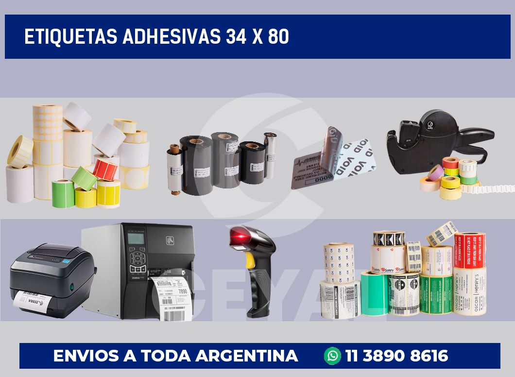 etiquetas adhesivas 34 x 80