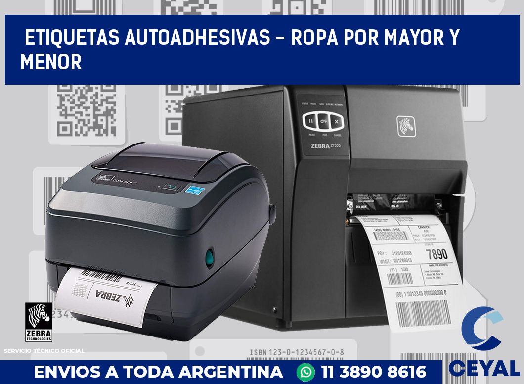 etiquetas autoadhesivas - ropa por mayor y menor