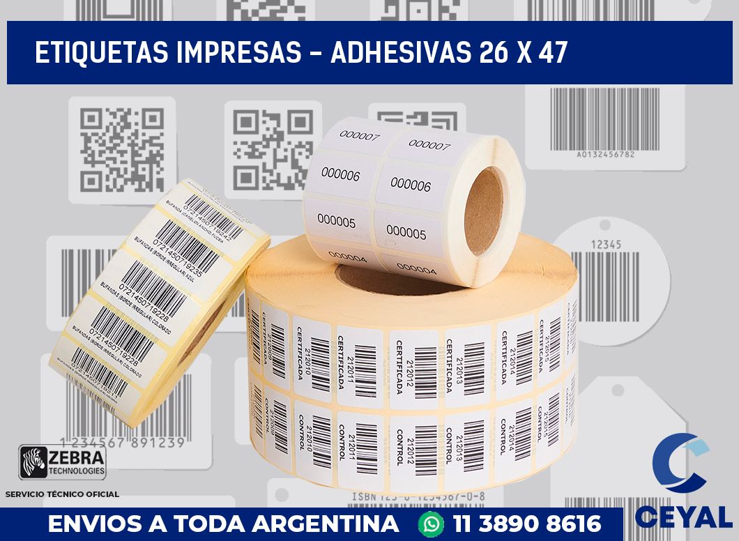 etiquetas impresas - Adhesivas 26 x 47