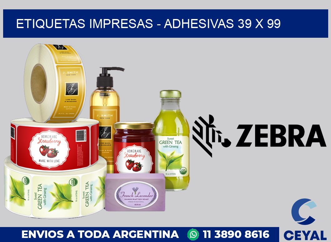 etiquetas impresas - Adhesivas 39 x 99