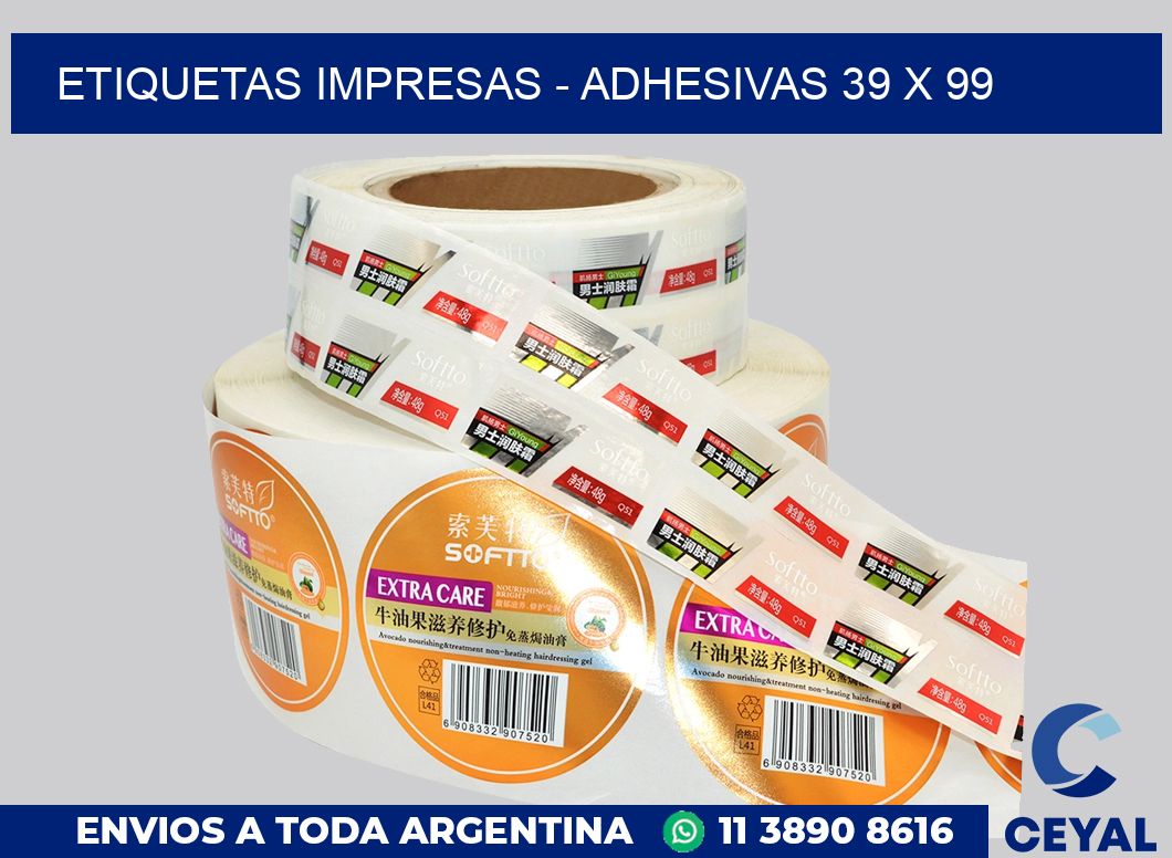 etiquetas impresas – Adhesivas 39 x 99