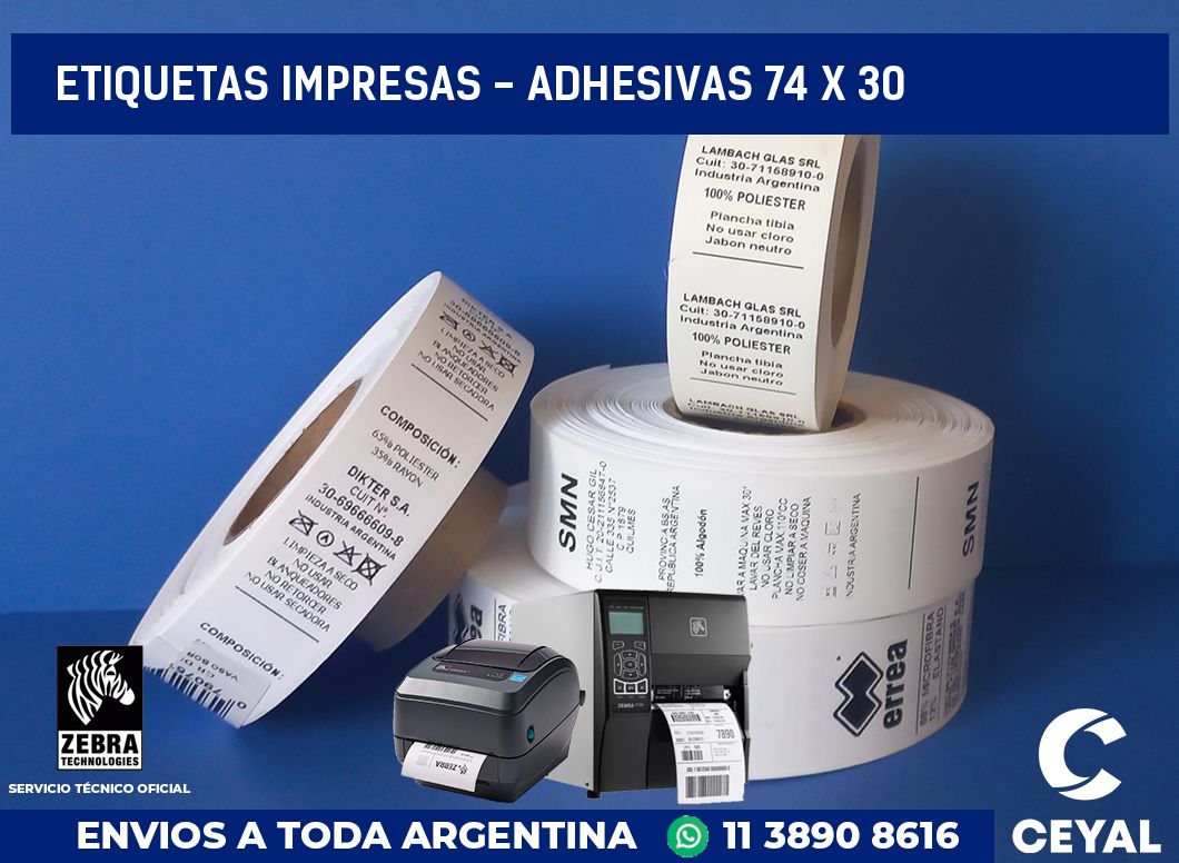 etiquetas impresas – Adhesivas 74 x 30