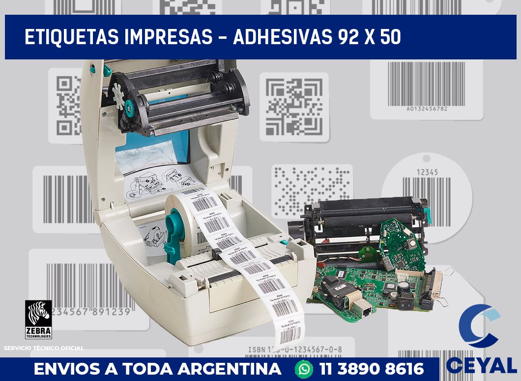 etiquetas impresas - Adhesivas 92 x 50