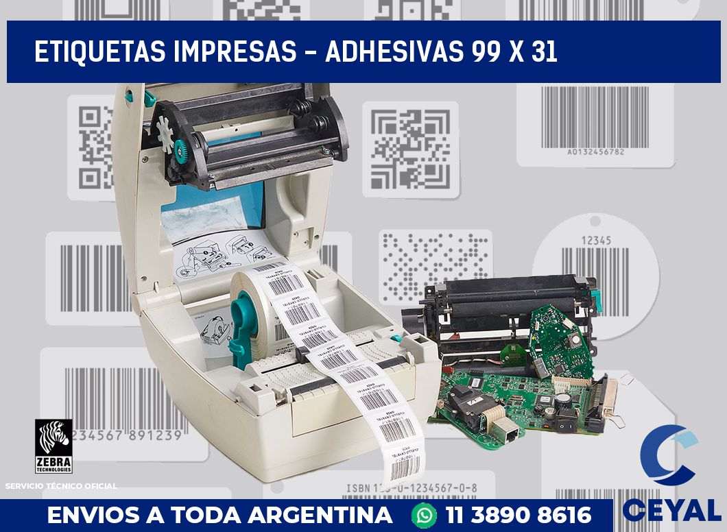etiquetas impresas - Adhesivas 99 x 31