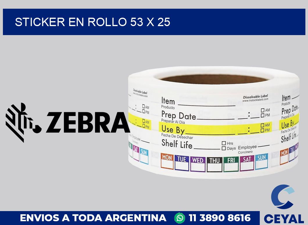 sticker en rollo 53 x 25
