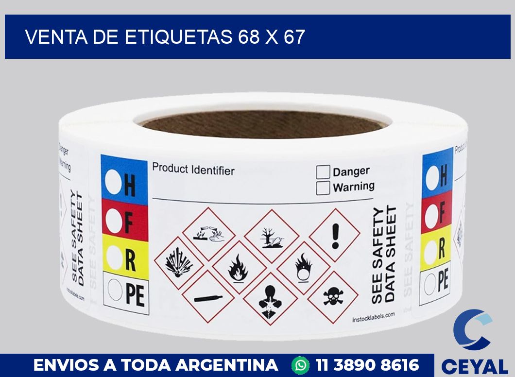 venta de etiquetas 68 x 67