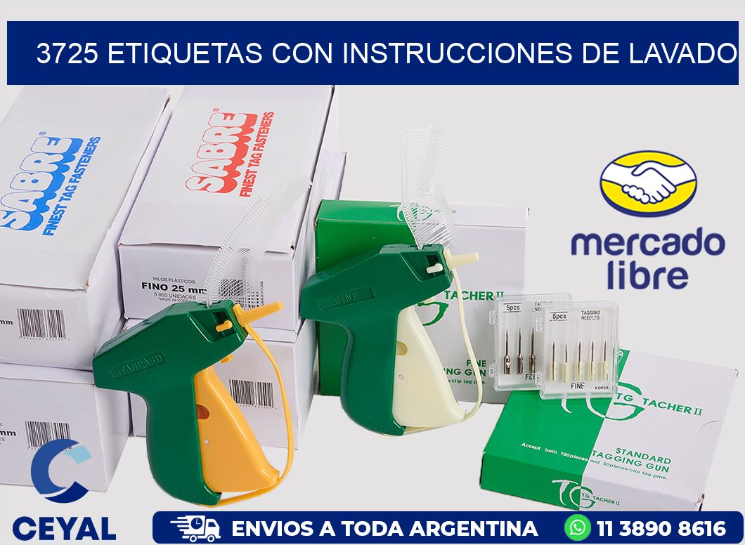 3725 Etiquetas con instrucciones de lavado