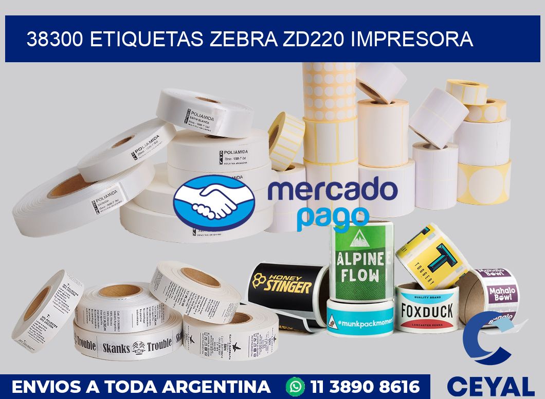 38300 etiquetas Zebra zd220 impresora