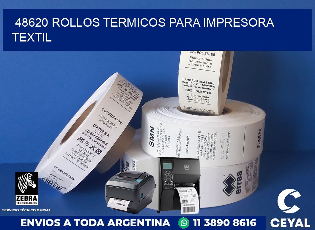 48620 rollos termicos para impresora textil